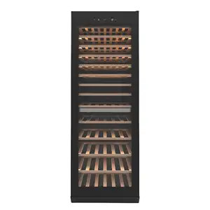 Refrigerador de vinho embutido preto grande capacidade com zona dupla, refrigerador de vinho com 155 garrafas, novidade
