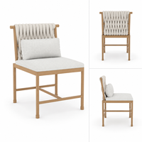 Ensemble de table et chaises de salle à manger d'extérieur moderne pour 6 personnes, mobilier de patio, structure en aluminium, table et chaises de jardin pour villa et hôtel
