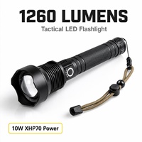 Lampe torche LED puissante 10W 1000 lumens 5 modes étanche pour le camping, la randonnée et les activités tactiques, rechargeable par USB
