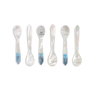 Cuillère à caviar en nacre fabriquée à la main en gros Vaisselle en coquille de conque avec logo gravé pour les fêtes - Product Image 1