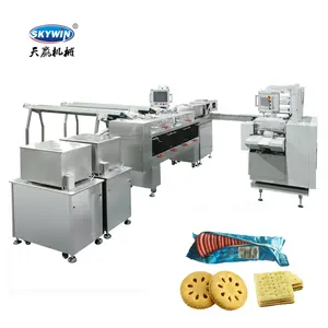 Sandwich Biscuit Making Machine Biscuit Double Chute On Edge Servo Wrapping Packaging Machine