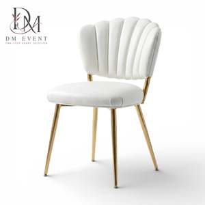 Chaise de salle à manger rembourrée de luxe personnalisée avec dossier en acier inoxydable doré pour réceptions de mariage et projets hôteliers - Product Image 2