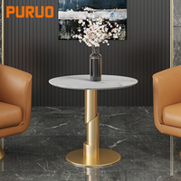 Table de salon en marbre PURUO vente en gros meubles en miroir doré en acier inoxydable canapé table basse à bout latéral pour vente en gros