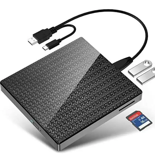 4 in 1 외부 CD DVD 드라이브 USB-C USB 3.0/2.0 플레이어 버너 라이터 노트북 PC Mac HP