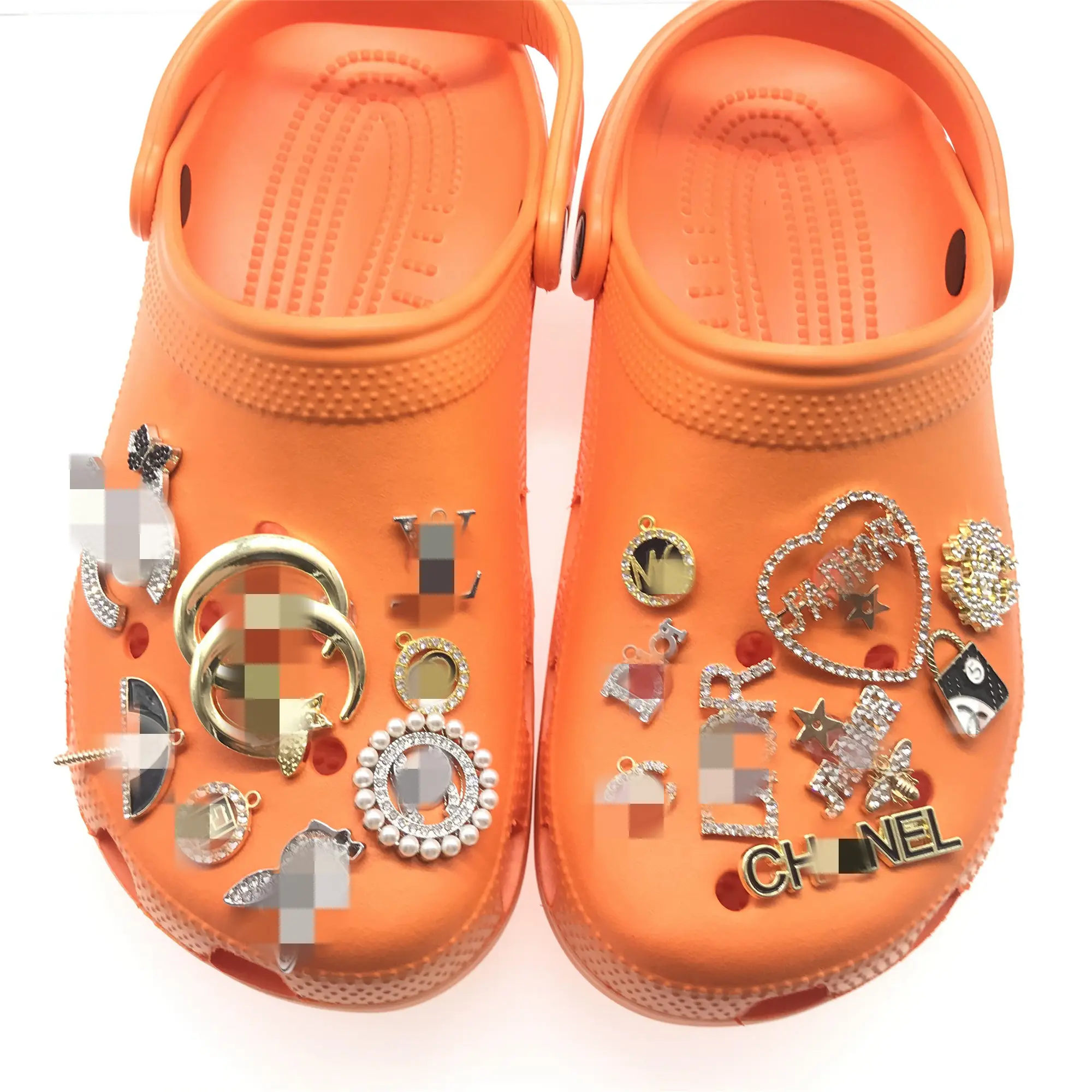 Breloques de créateur en métal et strass, chaussures de luxe, en croco scintillant, avec boucle