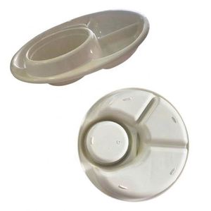 Plateau de service rond en plastique avec compartiments et coupelle centrale pour trempettes, idéal pour les apéritifs de barbecue, les fêtes, les repas en extérieur et la cuisine quotidienne - Product Image 2