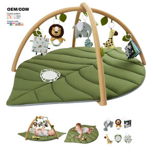 Tummy Time Mat Desarrollo sensorial Baby Play Gym Actividad Mat Leaf Shaped Baby Crawl Mat con <span class=keywords><strong>6</strong></span> <span class=keywords><strong>juguetes</strong></span> de peluche para bebé recién nacido - Product Image 1