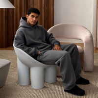 Logo personnalisé surdimensionné 400gsm sweats à capuche en polaire lourde pour hommes style avec broderie pour hiver sweats à capuche et pantalon évasé ensemble