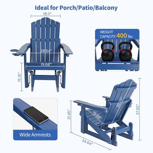 Fauteuil à bascule contemporain d'<span class=keywords><strong>extérieur</strong></span> <span class=keywords><strong>en</strong></span> HDPE avec dossier réglable <span class=keywords><strong>en</strong></span> 3 positions, porte-gobelets toutes saisons, capacité de 400 lb (bleu) - Product Image 2