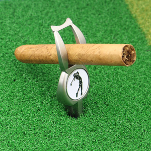 <b>Golf</b> Multi Functional Green Fork With Cigar Holder Magnetic Ball Marker Zinc Alloy Universal Use - Product Image 4