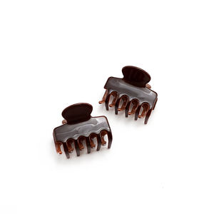 Mini pince à cheveux en acétate épaisse 3D couleur chocolat, personnalisée, unisexe, solide, droite, accessoires capillaires personnalisés en gros - Product Image 1