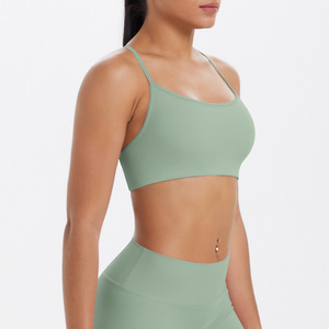 Wholesale Women's Crisscross Strap Sports Bra Square Neck <b>Padded</b> Yoga Bra Medium Support <b>Running</b> Bra Breathable Activewear - Product Image 6