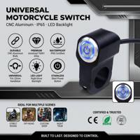 Interruptor de Manillar de Motocicleta de Acero Inoxidable con Luz LED, Botón de Control Impermeable IP65, Bocina de Arranque, Barras de 22 mm, Certificado CE