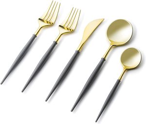 Nhựa Dùng Một Lần Dao Kéo Đặt Bạc Ngã Ba Vàng Dao Màu Đen Xử Lý Cho Đảng Thực Phẩm Cross-Biên Giới Cổ Phiếu Cho Trái Cây Bánh Nước Ngoài - Product Image 4