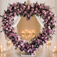 Arche de fleurs en forme de cœur personnalisée avec des roses blanches et rouges, fleurs artificielles en soie pour les mariages et les fêtes