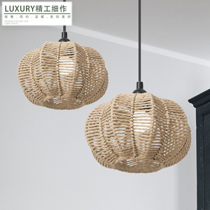Pantalla de lámpara de cuerda de papel tejida a mano, redonda, ecológica, estilo rústico, para B&B, restaurantes, salones de té, hoteles, posadas, bares, creativa - Product Image 1
