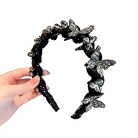 Serre-tête élégant en maille orné de strass, accessoire capillaire floral en cristal pour femme