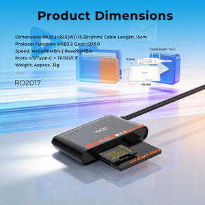 Promoção Quente: Leitor de Cartão USB3.2 Gen1+3.0 Dois em Um para Cartões TF/<span class=keywords><strong>SD</strong></span>/CF, Plug-and-Play para PC, Câmera, Smartphone e Câmera de Viagem - Product Image 3