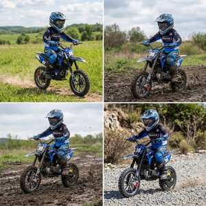 Mini moto tout-terrain de qualité supérieure, facile à utiliser, moteur à essence 4 temps sans balais, bleu fer noir, pour les jeunes pilotes débutants, compacte - Product Image 2