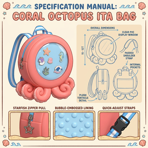 Sac à dos Ita personnalisé, motif pieuvre corail mignon, tendance, pour l'affichage de pins, idéal pour la collection de pins, les conventions d'anime et les voyages quotidiens - Product Image 1