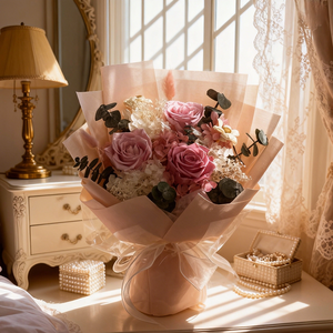 ช่อดอกไม้แฮนด์เมด D417 ของตกแต่งบ้าน ช่อดอกกุหลาบนิรันดร์ สำหรับวันวาเลนไทน์และวันเกิด - Product Image 6