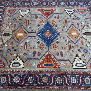 Tapis Oushak Turc Bleu Moderne Fait à la Main Laine Organique Taille Personnalisée (8'0 \ "x 9'9 \"). Résumé pour l'exercice Pique-nique Salon - Product Image 6