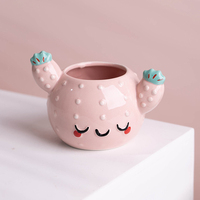 Joli pot à fleurs en céramique de qualité, nouveau, mini, en forme de cactus, pour plantes succulentes