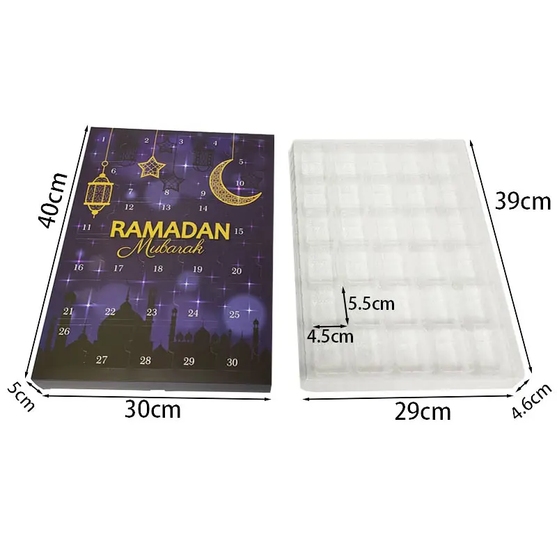 Custom Eid ramadan box kareem calendar blind fidget advent sensory toy paper gift box packaging candy chocolate cosmetics box