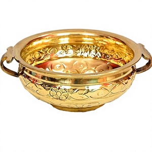 Bandeja Redonda de Metal Dorado de Excelente Calidad, Hecha a Mano, Grabada, Decorativa, para Servir, para Tocador, para Decoración de Comedor - Product Image 3