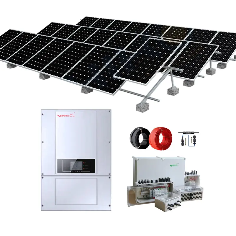 Vmaxpower 50kw On Grid Sistema de energía solar 60KW Sistema de generación de paneles solares 40kva Grid Tie Sistema de energía solar