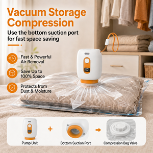 Multi-scenario 7-port portable vacuum compression inflation <b>pump</b> storage organizer, suitable for quilts, clothes, camping - Product Image 4