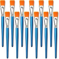 Pinceaux plats de 1 pouce, 12 pinceaux acryliques en vrac pour aquarelle |   Pinceaux plats larges pour la peinture acrylique
