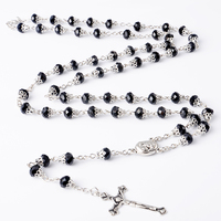 Collier catholique à longue chaîne, perle blanche, chapelet blanc, cristal pastoral, pour femmes, cadeau bijou de jésus