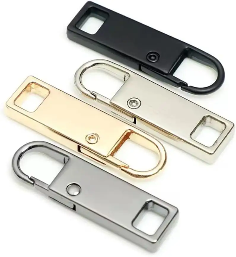 Yiwu Portátil Removível Zip Pull Substituição Zipper Destacável Cabeça Sliders Fix Metal Zipper Pullers