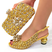 2024 femme italienne talons hauts sandales et sac assorti ensemble pour la fête chaussures africaines pour correspondre à la robe ensemble de mariage africain