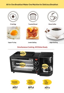 Estación <span class=keywords><strong>de</strong></span> Desayuno Multifuncional 3 en 1, <span class=keywords><strong>Horno</strong></span> <span class=keywords><strong>Tostador</strong></span> Eléctrico con Sartén y Cafetera para el Hogar, Oficina o Apartamento - Product Image 6