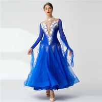 B-19612 personnaliser bleu international standard robe de danse de salon organza robe de concours pour la danse de salon pour les femmes