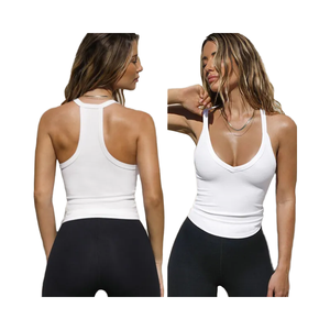 Casual <b>Top</b> for Women High Quality Fitted O-Neck Knitted Tank Breathable Sleeveless for Workout Yoga Daily Use Front Included - Product Image 3