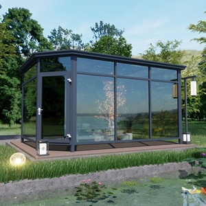 Serre en verre préfabriquée de conception moderne avec structure en aluminium et <span class=keywords><strong>toit</strong></span> <span class=keywords><strong>plat</strong></span> pour <span class=keywords><strong>jardin</strong></span> et serre - Product Image 1