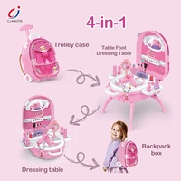 Chengji 4 en 1 semblant jouer coiffeuse jouet mode alliage sac à dos valise fille maquillage ensemble jouets