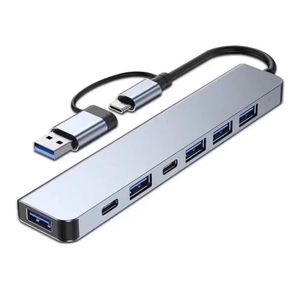 Concentradores USB 8 en 1, base multipuerto, soporte TF/PD, lectura USB, Audio <span class=keywords><strong>de</strong></span> 3,5mm, tipo C, multipuerto, compatible con concentrador Usb <span class=keywords><strong>de</strong></span> ordenador <span class=keywords><strong>de</strong></span> canales - Product Image 3