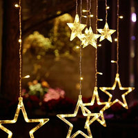 Nouvelle Guirlande Lumineuse LED Étoile à Cinq Branches Blanc Chaud 2026 pour Noël, Rideau de Lumières Extérieur en Cuivre Amadan avec Alimentation Solaire/AC Rechargeable