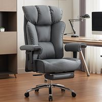 MUCENG 450LBS Chaise de bureau robuste Grande chaise de direction 450LBS Cuir PU Repose-pieds rembourré Accoudoirs lombaires
