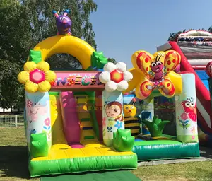 Sân Chơi Inflatable Bouncer Để Bán Cấu Trúc Gonflables Flower Bee Bouncy Castle Với Slide