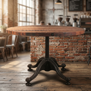 Industrial & Vintage <b>Foldable</b> Solid Metal Dining <b>Table</b> with Cast Iron Pedestal Design for Apartment Villa or Hotel Furniture - Product Image 3
