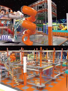 <span class=keywords><strong>Parc</strong></span> d'aventure personnalisé pour centre sportif familial, aire de jeux intérieure pour enfants avec grand toboggan lumineux, fabrication OEM/ODM - Product Image 3