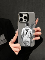 Coque de téléphone Football Numéro 7 Star Sportive, Housse antichoc mate argentée pour iPhone 17/16/15/14/13/12 Pro Max