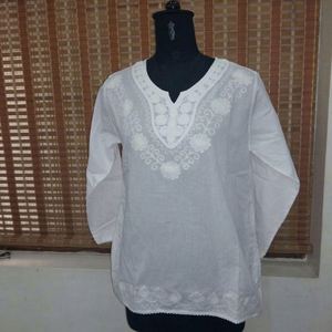 2024 Cheap Beachwear Cover <b>White</b> High Quality Women's 100% Polyester Breathable One-Shoulder V-Neck Print Embroidery WL - Product Image 1