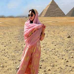 Traje de Viaje para el Desierto de Xinjiang, Estilo Dubái, Emiratos Árabes Unidos, Túnica para Mujer Árabe, Vestidos Estilo Sudeste Asiático, Medio Oriente, <span class=keywords><strong>Egipto</strong></span>, Poliéster, Cuello en V, Largo - Product Image 1