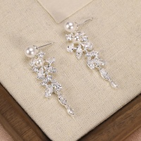 Boucles d'oreilles pendantes de luxe en perles pour femmes, boucles d'oreilles scintillantes à la mode, accessoires de bijoux pour fêtes et mariages, cadeaux